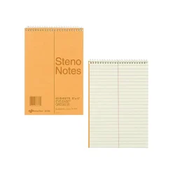 National Brand Steno Pad, 6" x 9", Gregg Ruled, Brown, 60 Sheets/Pad (RED36646)