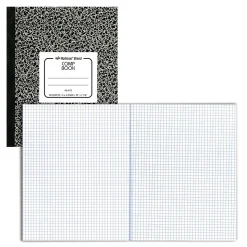National Brand 1-Subject Composition Notebooks, 7.88" x 10", Quad, 80 Sheets, Black (RED43475)