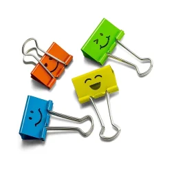 Officemate Smiling Face Medium Binder Clips, Assorted Colors, 36 Clips/Pack (31095)