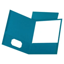 Oxford Linen 2-Pocket Presentation Folders, Teal, 25/Box (OXF 53442)