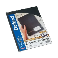 Oxford Monogram Design 2-Pocket Presentation Folders, Black/Gold, 4/Pack (04161)