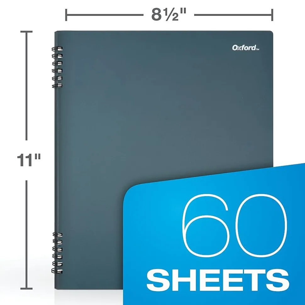 Oxford 1-Subject Notebooks, 8.5" x 11", College Ruled, 60 Sheets, Blue (161647)