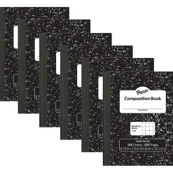 Pacon Composition Notebooks, 9.75" x 7.5", Quad Ruled, 100 Sheets, Black, 6/Bundle (PACMMK37105-6)