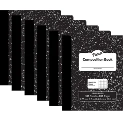 Pacon Composition Notebooks, 9.75" x 7.5", Quad Ruled, 100 Sheets, Black, 6/Bundle (PACMMK37103-6)
