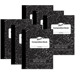 Pacon Composition Notebooks, 9.75" x 7.5", College Ruled, 100 Sheets, Black, 6/Bundle (PACMMK37106-6)