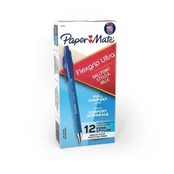 Paper Mate FlexGrip Ultra Retractable Ballpoint Pen, Medium Point, Blue Ink, 12/Pack (9510131)