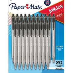 Paper Mate InkJoy 100 RT Retractable Ballpoint Pen, Medium Point, Black Ink, 20/Pack (1951395)