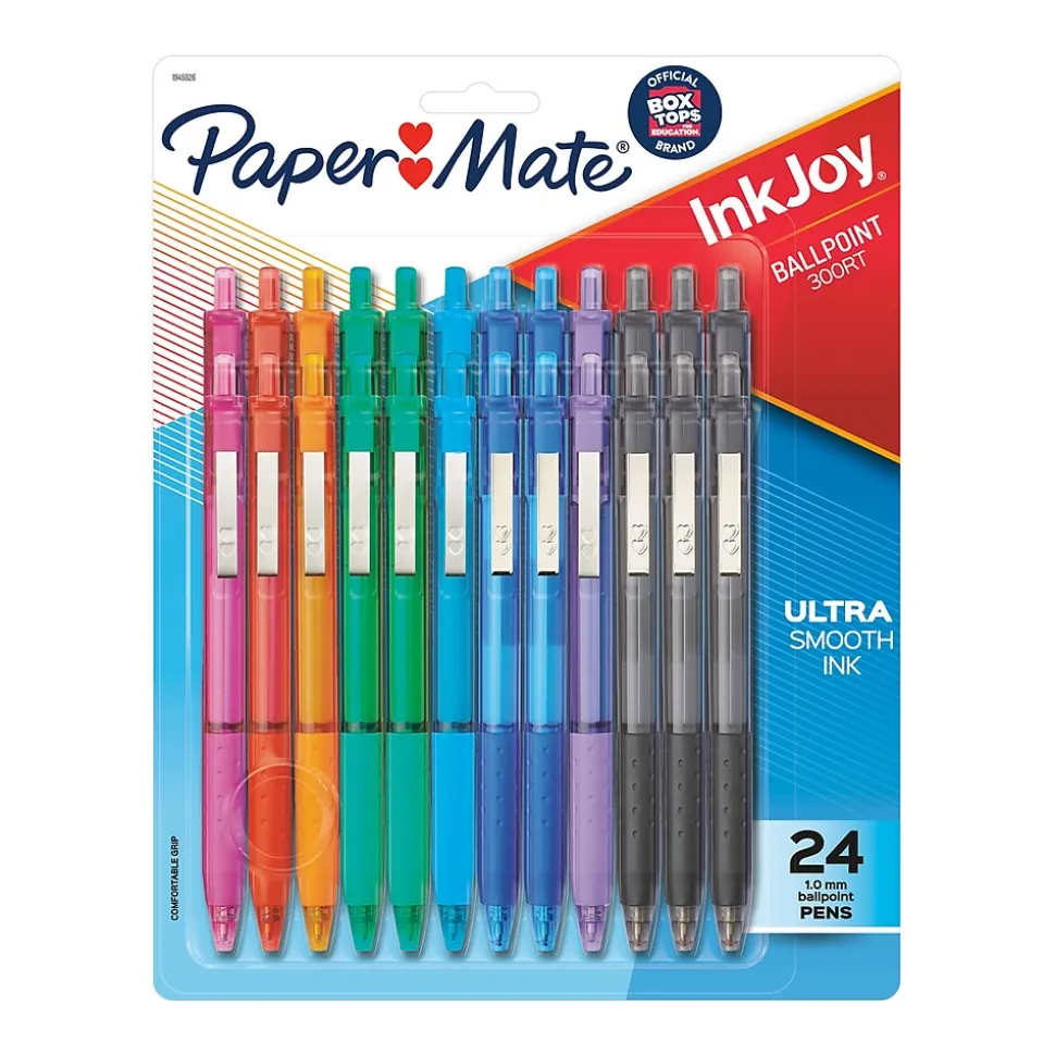 Paper Mate InkJoy 300 RT Retractable Ballpoint Pen, Medium Point, Assorted Ink, 24/Pack (1945926)