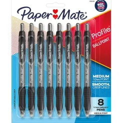 Paper Mate Profile Ballpoint Pen, Medium Point, Black Ink, 8 Pack (2095460)