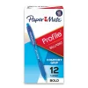 Paper Mate Profile Retractable Ballpoint Pen, Bold Point, Blue Ink, Dozen (89466)