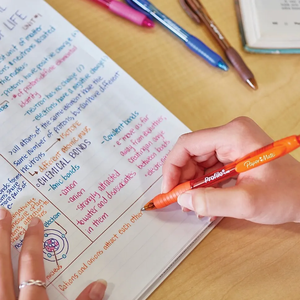 Paper Mate Profile Retractable Ballpoint Pen, Bold Point, Assorted Ink, Dozen (1788863)