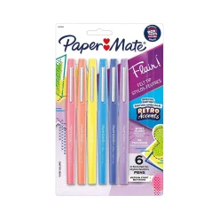 Paper Mate Retro Accents Felt Pen, Medium Point, Assorted Ink, 6/Pack (2097888)