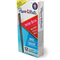 Paper Mate Write Bros. Ballpoint Pen, Medium Point, Black Ink, Dozen (33311)