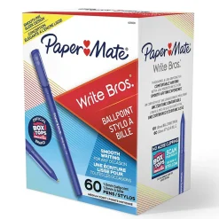 Paper Mate Write Bros. Ballpoint Pen, Medium Point, Blue Ink, 60/Pack (4621501)