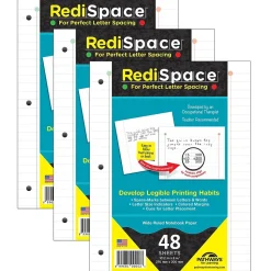Pathways For Learning RediSpace® Wide Ruled Notebook Filler Paper, 10.5" x 8", White, 48 Sheets Per Pack, 3 Packs (RS-48FP-3)