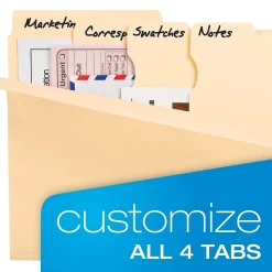 Pendaflex Divide It Up 4-Tab File Folder, Letter Size, Manila, 24/Pack (10770)