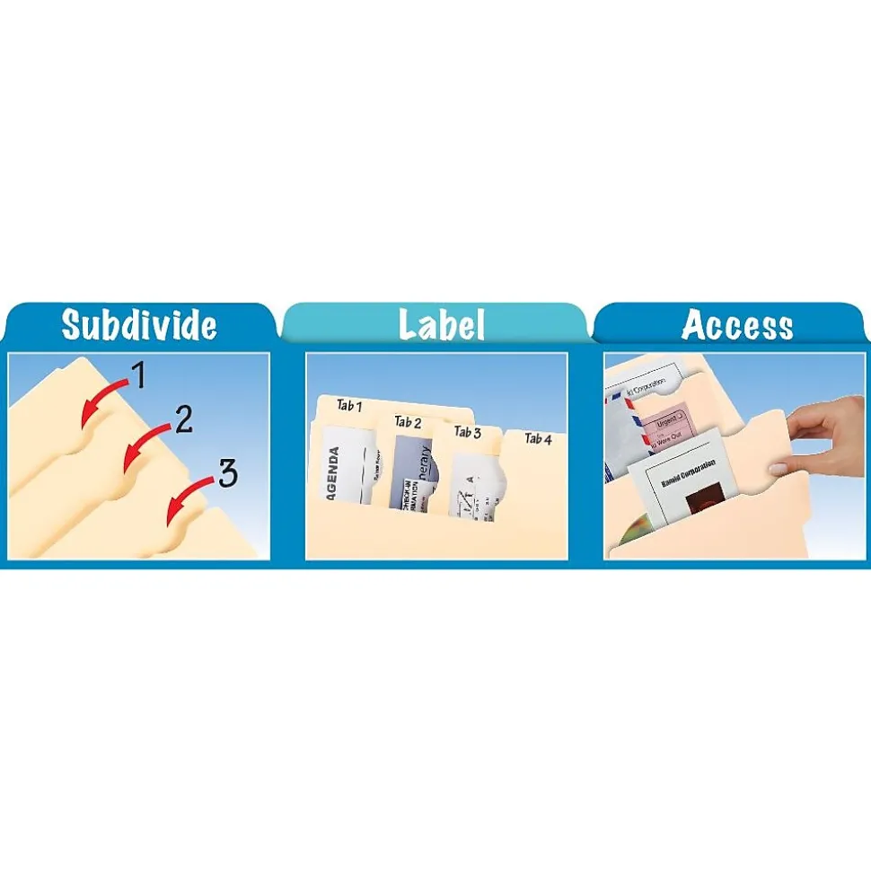 Pendaflex Divide It Up 4-Tab File Folder, Letter Size, Manila, 24/Pack (10770)