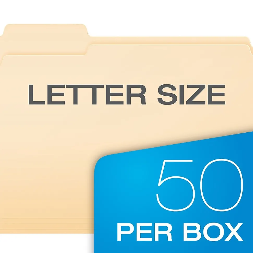 Pendaflex Double Stuff® 3-Tab File Folder, Letter Size, Manila, 50/Box (ESS54459)