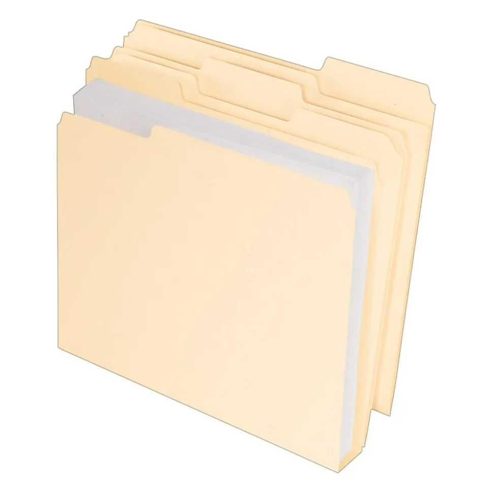 Pendaflex Double Stuff® 3-Tab File Folder, Letter Size, Manila, 50/Box (ESS54459)