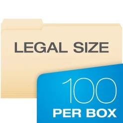 Pendaflex File Folder, 1-Tab, Legal Size, Manila, 100/Box (753 1/3-1)