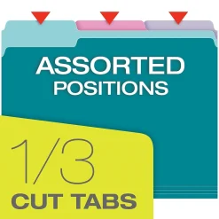 Pendaflex File Folder, 1-Tab, Letter Size, Assorted, 100/Box (02315)