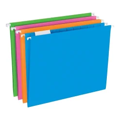 Pendaflex Glow Poly Hanging File Folders, 1/5-Cut Tab, Letter Size, Assorted Colors, 12/Pack (81673)
