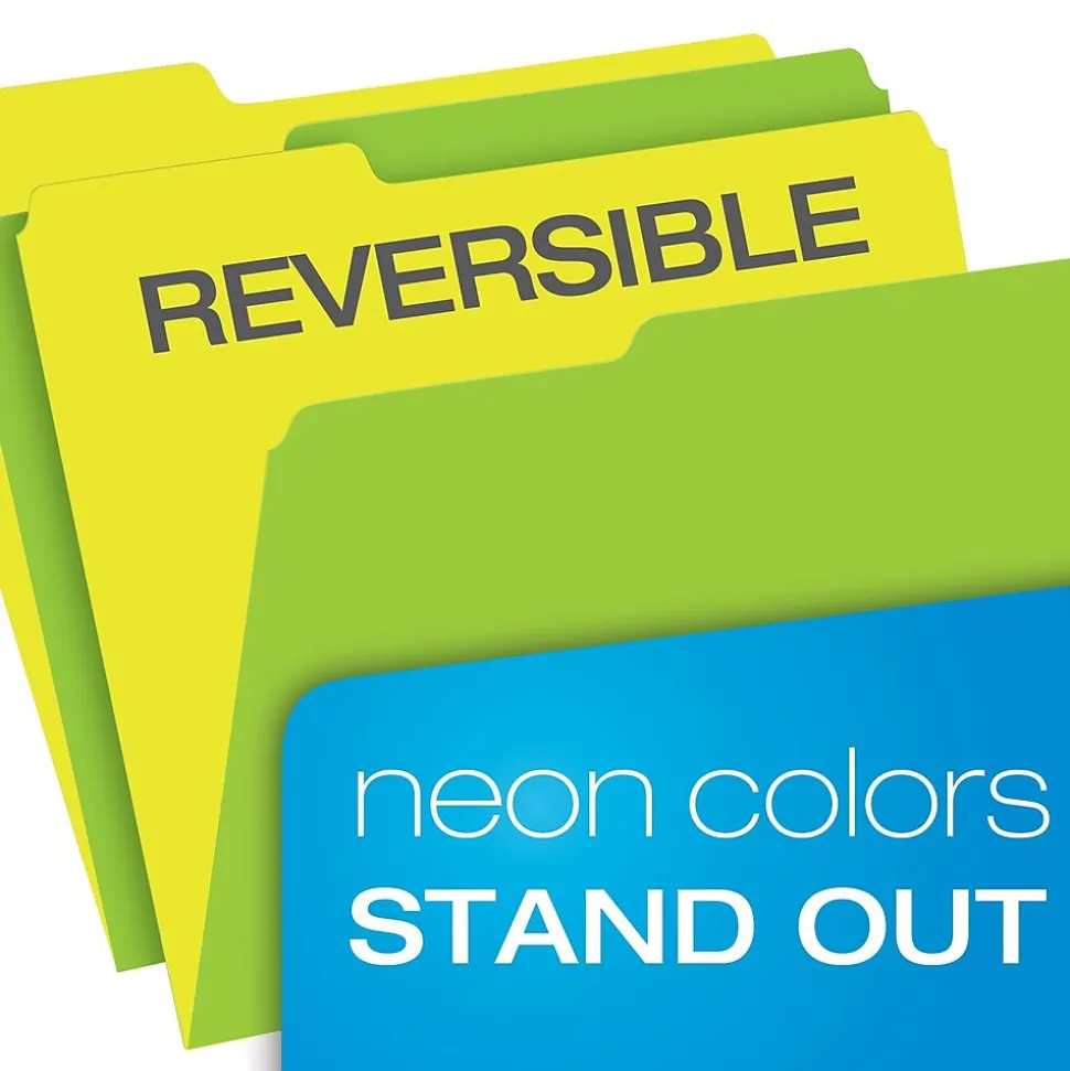 Pendaflex Glow Twisted 3-Tab File Folder, Letter Size, Multicolor, 12/Pack (40526)