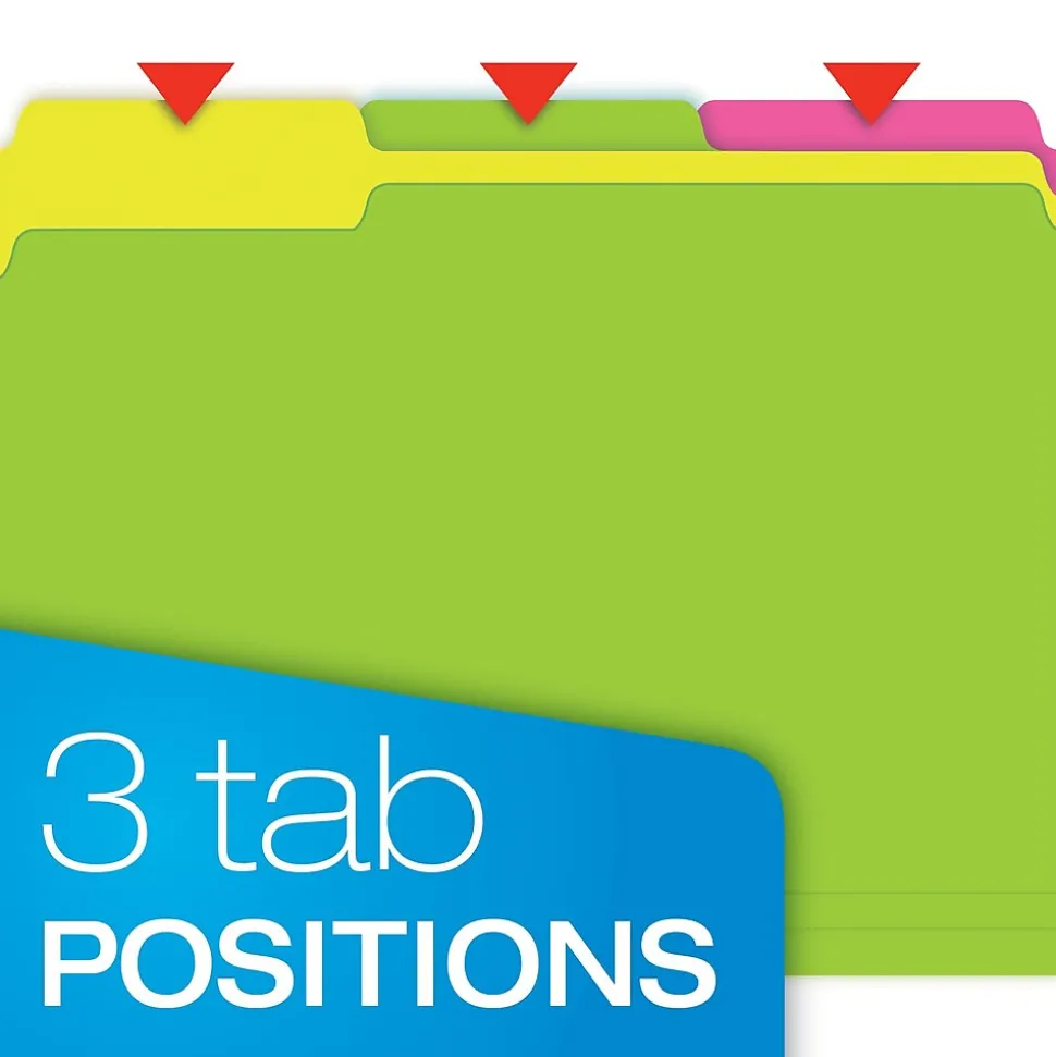 Pendaflex Glow Twisted 3-Tab File Folder, Letter Size, Multicolor, 12/Pack (40526)