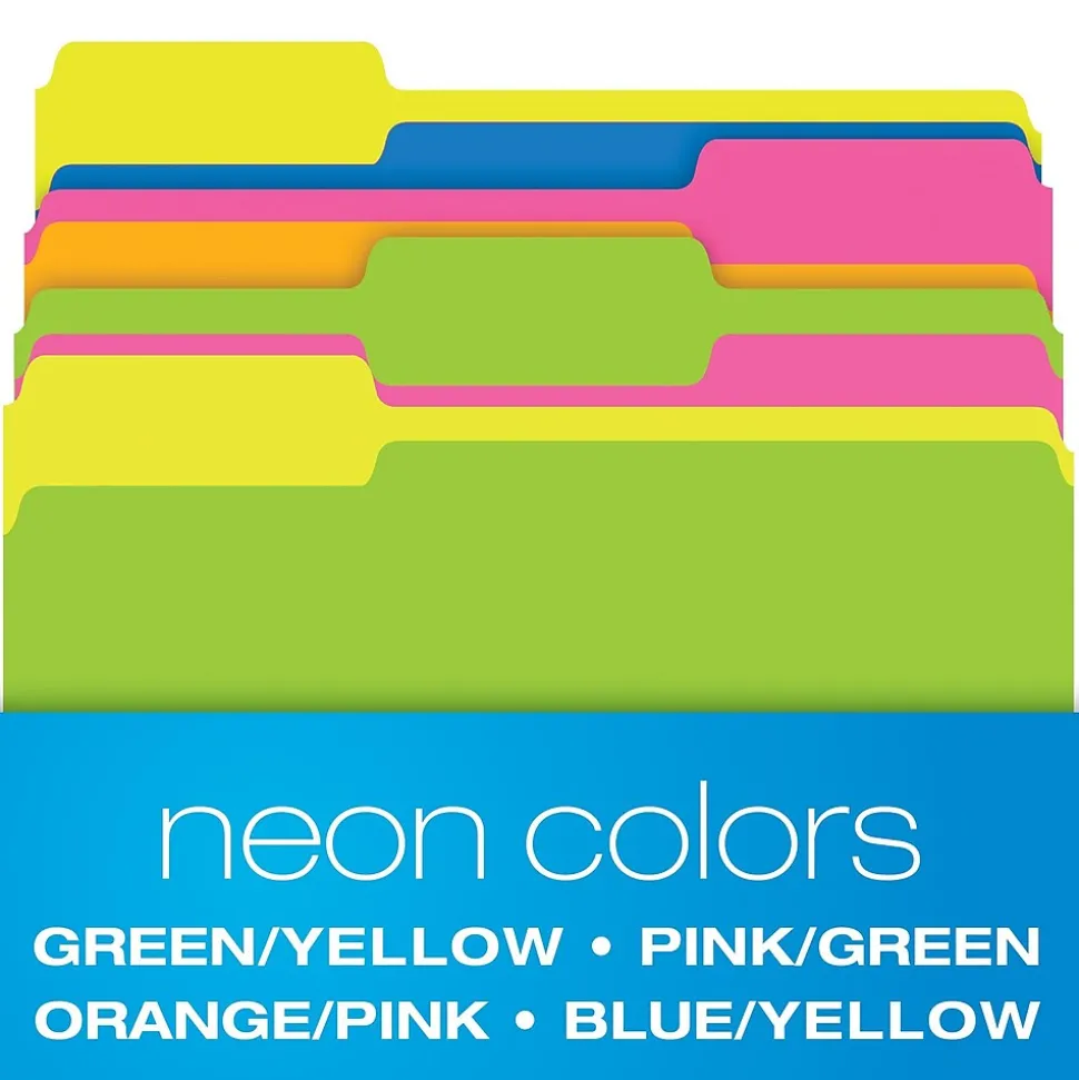 Pendaflex Glow Twisted 3-Tab File Folder, Letter Size, Multicolor, 12/Pack (40526)