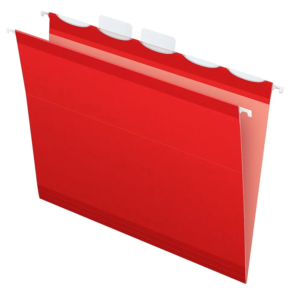 Pendaflex Ready-Tab Reinforced Hanging File Folder, 5-Tab, Letter Size, Red, 25/Box (42623)