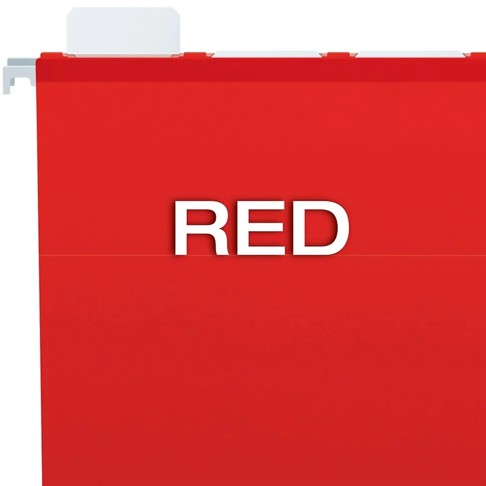Pendaflex Ready-Tab Reinforced Hanging File Folder, 5-Tab, Letter Size, Red, 25/Box (42623)