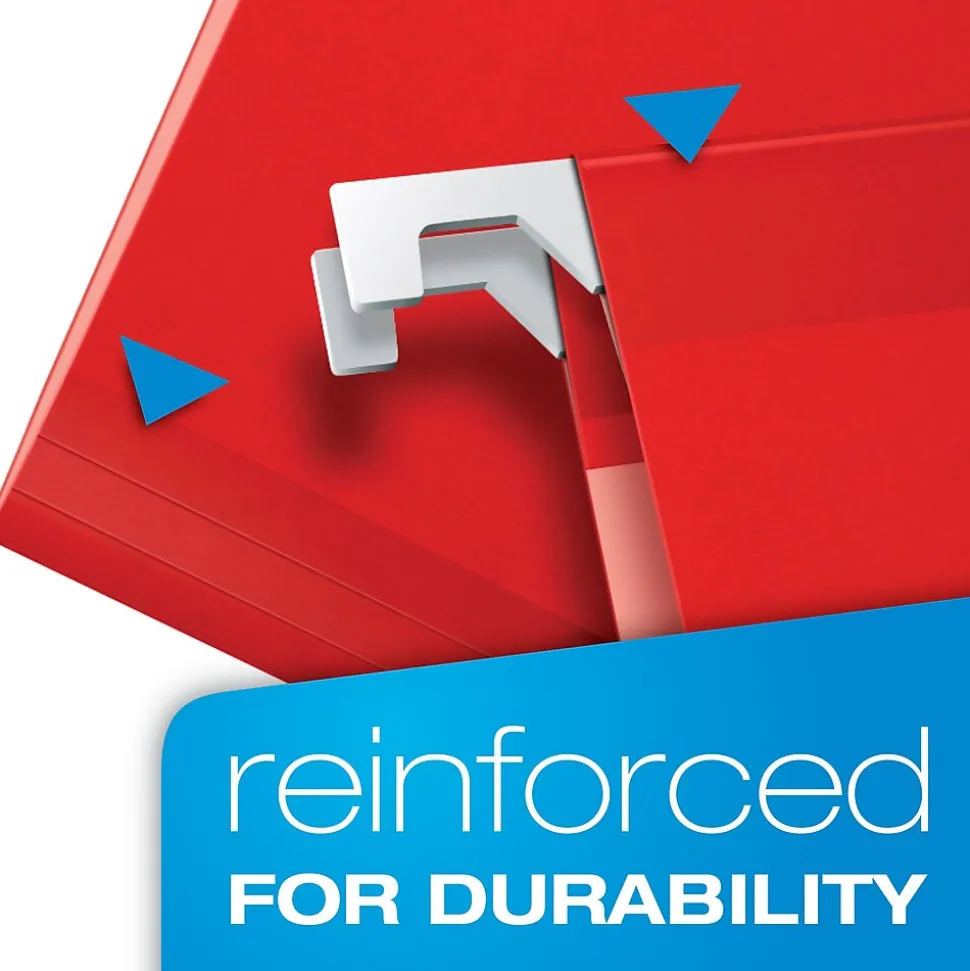 Pendaflex Ready-Tab Reinforced Hanging File Folder, 5-Tab, Letter Size, Red, 25/Box (42623)