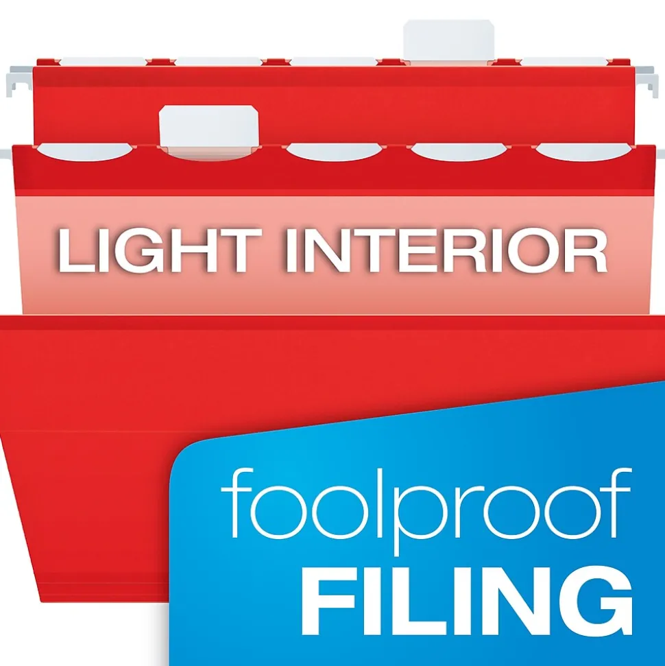 Pendaflex Ready-Tab Reinforced Hanging File Folder, 5-Tab, Letter Size, Red, 25/Box (42623)