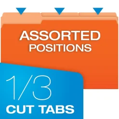 Pendaflex Recycled File Folder, 1/3-Cut Tab, Legal Size, Orange, 100/Box (43501/3ORA)