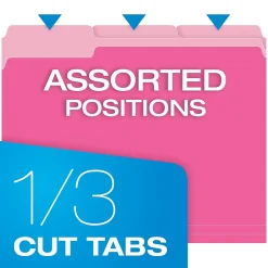 Pendaflex Recycled File Folder, 1/3-Cut Tab, Letter Size, Pink, 100/Box (42101/3PIN)