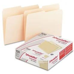 Pendaflex Recycled File Folder, 2/5-Cut Tab, Letter Size, Manila, 100/Box (752 1/2)