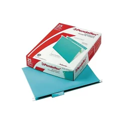 Pendaflex Reinforced Hanging File Folders, 1/5 Tab, Letter Size, Aqua, 25/Box (PFX 4152 1/5 AQU)