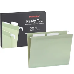 Pendaflex Standard Reinforced Hanging File Folder, 3-Tab, Letter, Sage green, 20/Box (1009463)