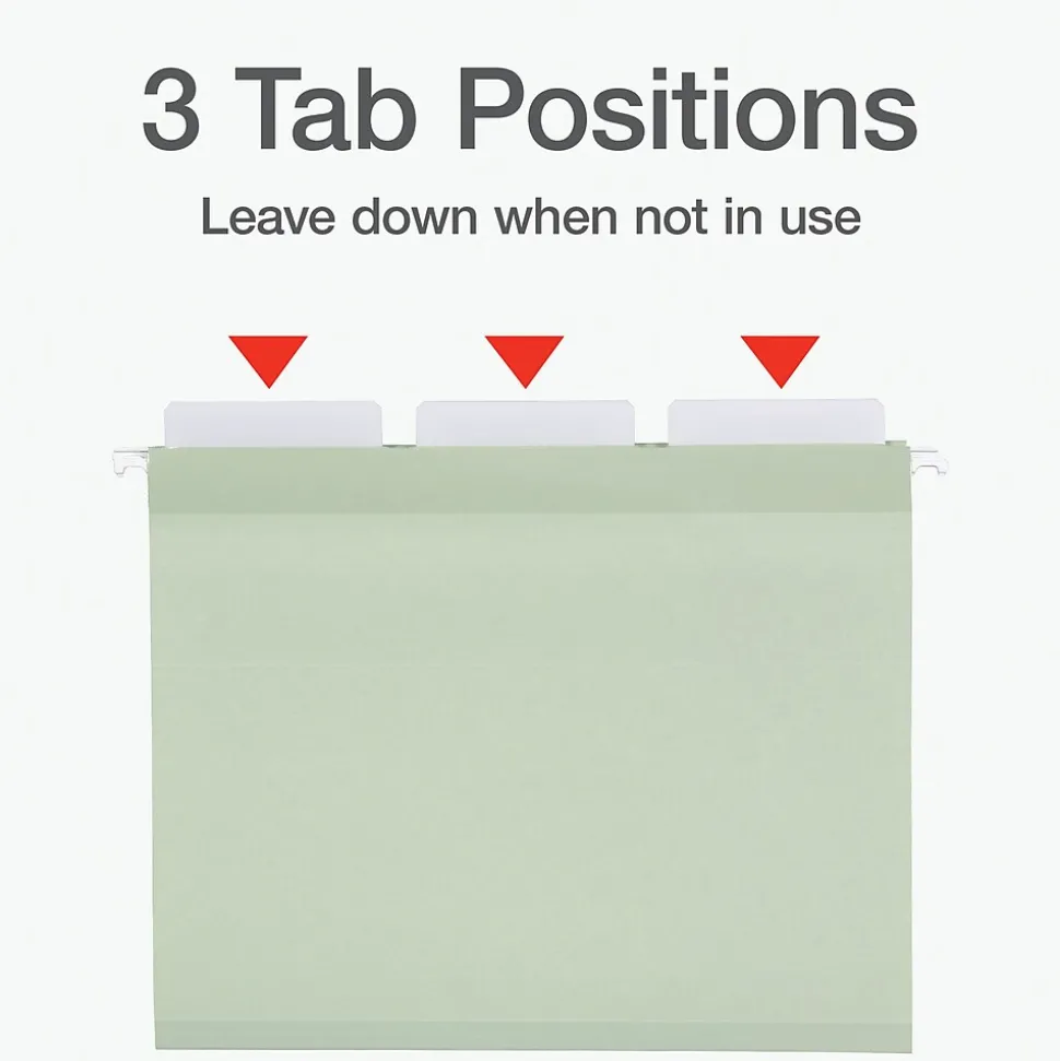 Pendaflex Standard Reinforced Hanging File Folder, 3-Tab, Letter, Sage green, 20/Box (1009463)