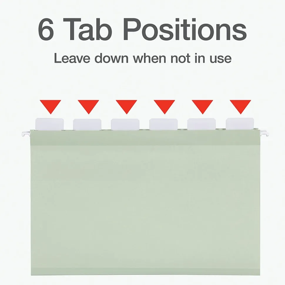 Pendaflex Standard Reinforced Hanging File Folder, 6-Tab, Legal, Sage Green, 20/Box (1009464)