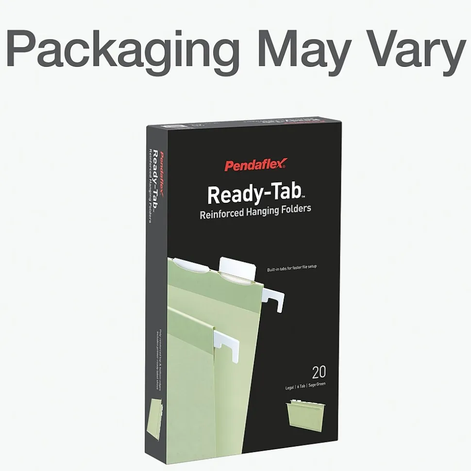 Pendaflex Standard Reinforced Hanging File Folder, 6-Tab, Legal, Sage Green, 20/Box (1009464)