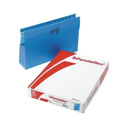 Pendaflex SureHook Reinforced Hanging File Folders with Box Bottom, 1/5-Cut Tab, Legal Size, Blue, 25/Box (PFX 59303)