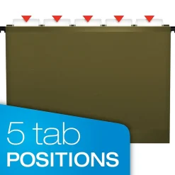 Pendaflex SureHook® 5-Tab Hanging File Folders, Letter Size, Green, 20/Box (6152 1/5)