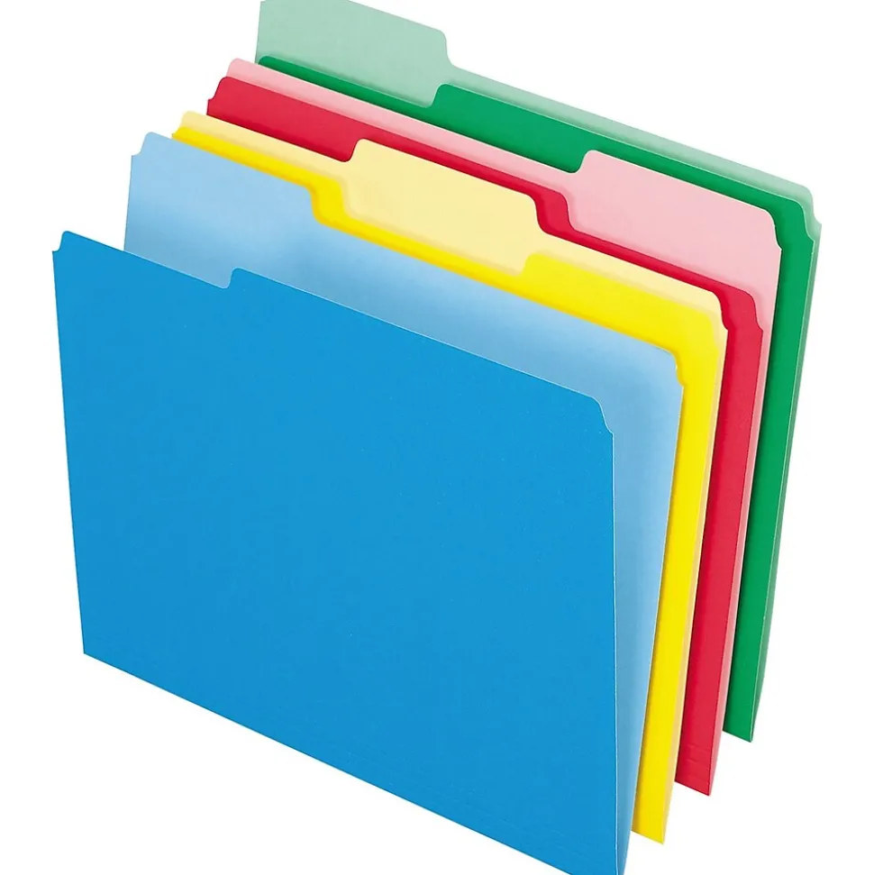 Pendaflex Two-Tone File Folders, 1/3 Cut Top Tab, Letter, Assorted Colors, 24/Pack