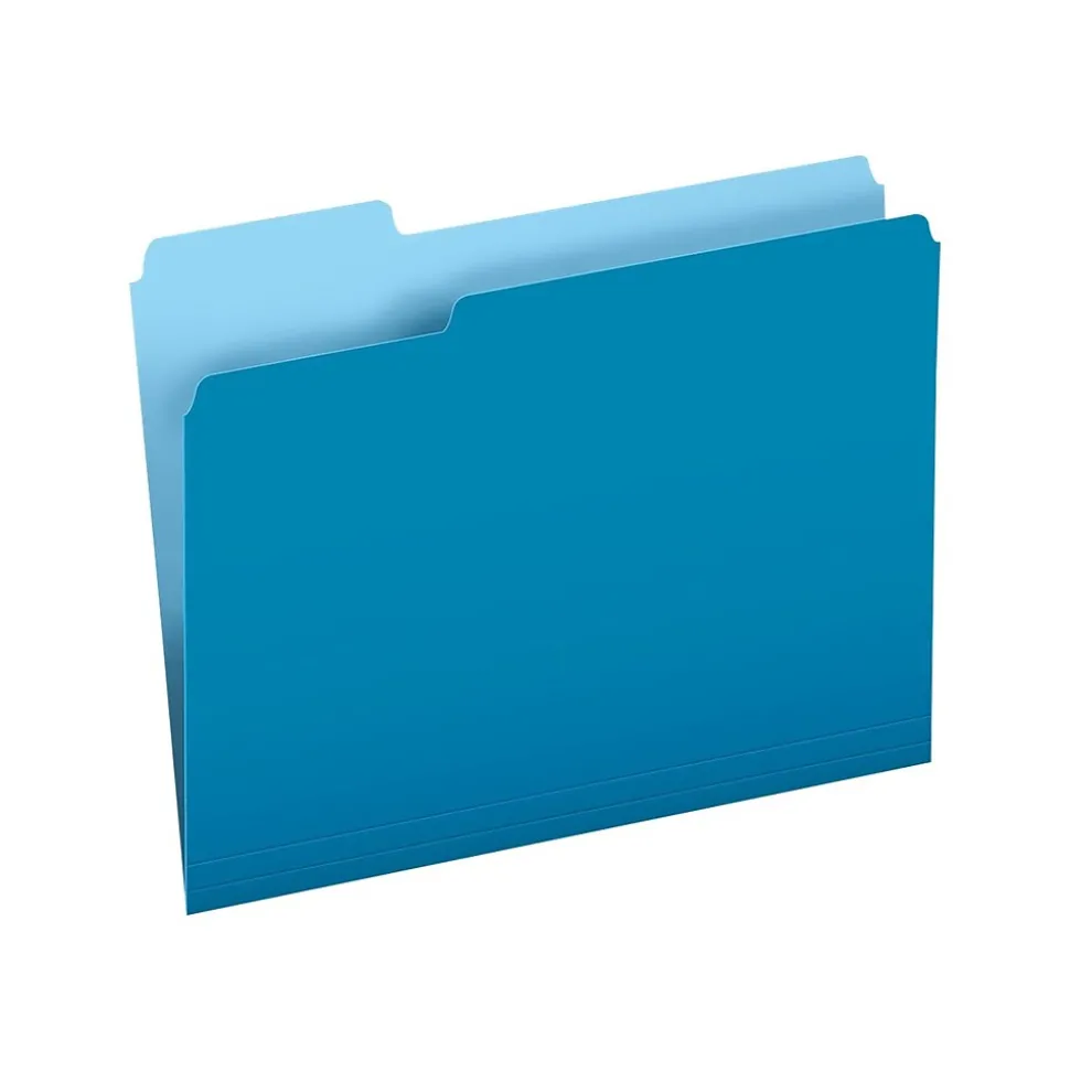 Pendaflex Two-Tone File Folders, 1/3 Cut Tab, Letter Size, Blue, 100/Box (PFX 152 1/3 BLU)