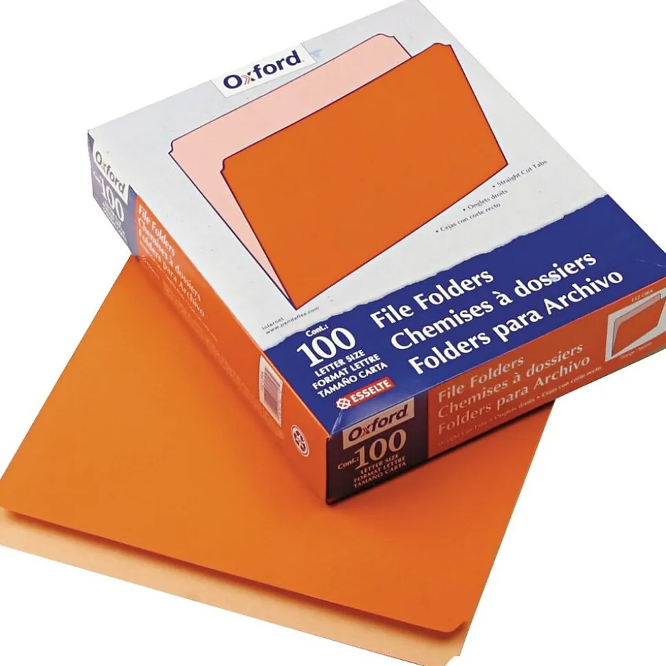 Pendaflex Two-Tone Top-Tab File Folders, Straight-Cut Tab, Letter Size, Orange, 100/Box (PFX 152 ORA)