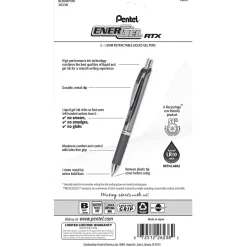 Pentel EnerGel RTX Gel Pens, Bold Point, Assorted Ink, 5/Pack (BL80BP5M)