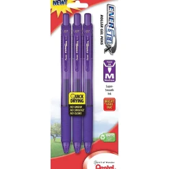 Pentel® EnerGel-X® Retractable Roller Gel Pen, Medium Point, Violet Ink, 3/Pk (BL107BP3V)