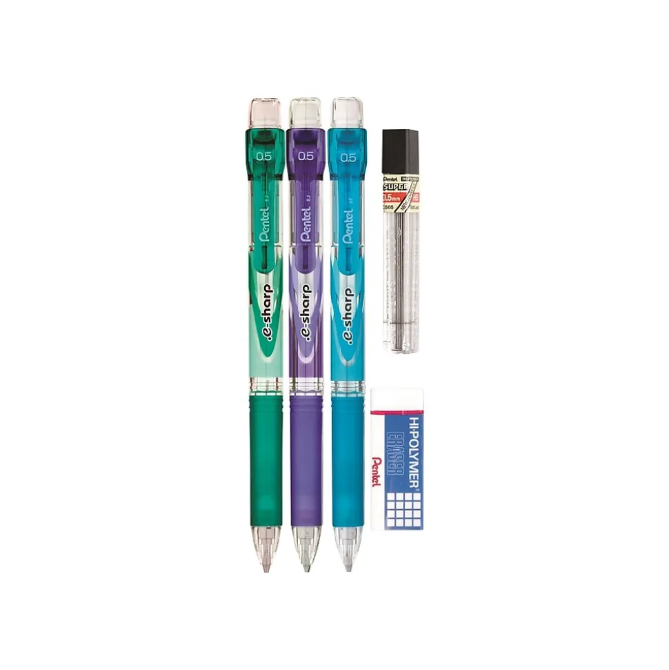 Pentel e-sharp Mechanical Pencils, 0.5mm, #2 Lead, Set (AZ125LZBP3M)