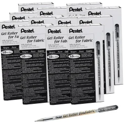 Pentel Gel Roller for Fabric, 1.0mm Point, Black, Pack of 12 (PENBN15A-12)